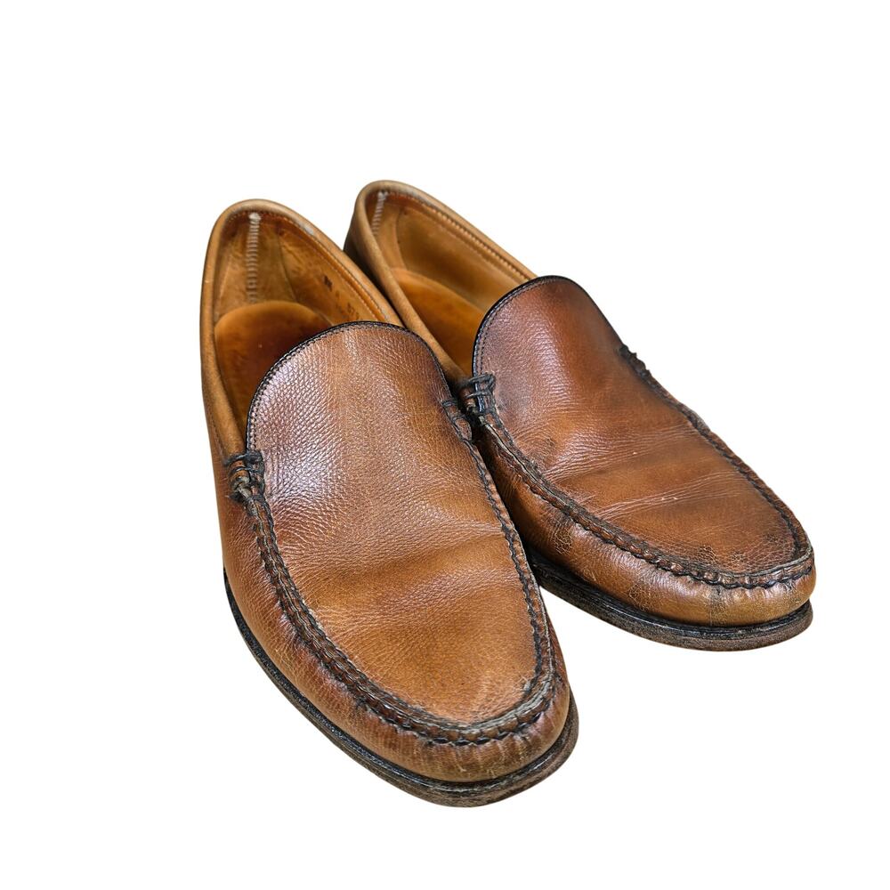 French Shriner Mens Brown Loafter Leather Moccasin Size 9.5 A Leather Soles